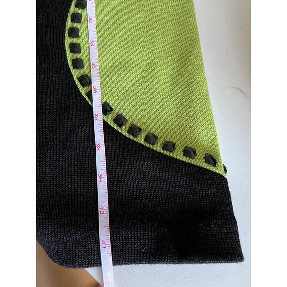 Donna Vinci Knits Vintage Church Dress Green Black Beaded Size 6 Modest Wool - Picture 10 of 12